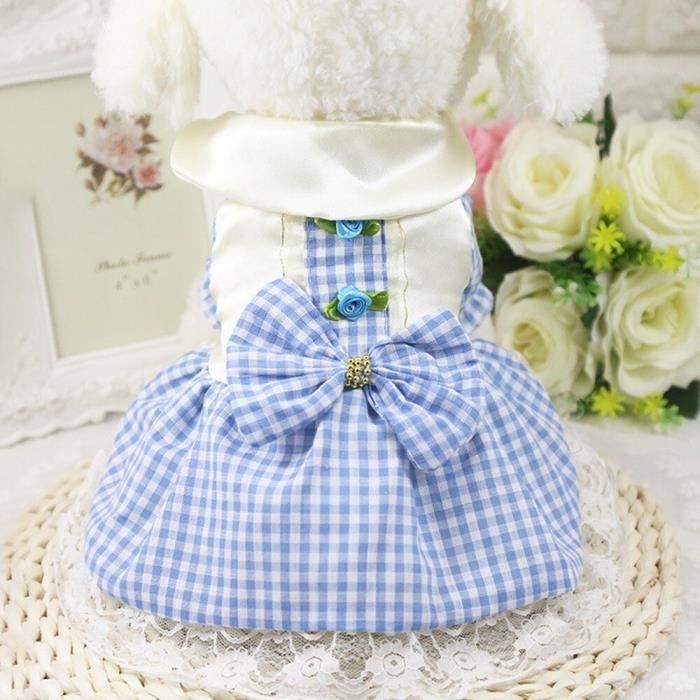 t Robe De Chien Chihuahua Coton Mode Treillis Bowknot Princesse