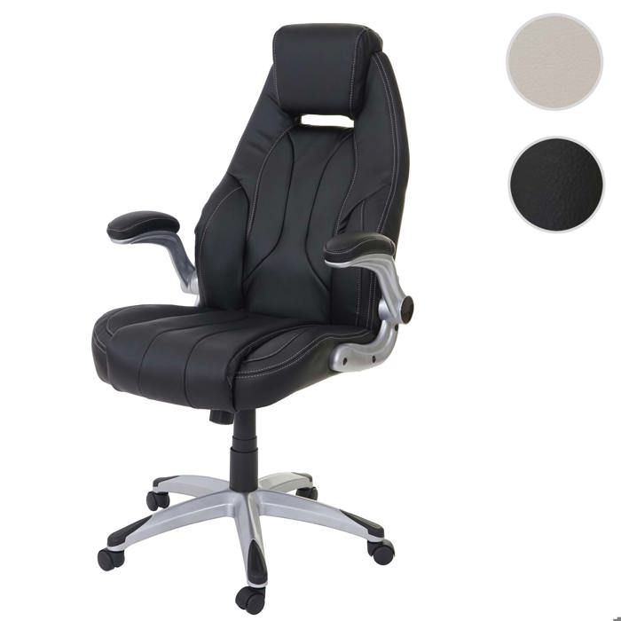 Chaise fauteuil de bureau HWC-A65 chaise pivotante similicuir ~ noir