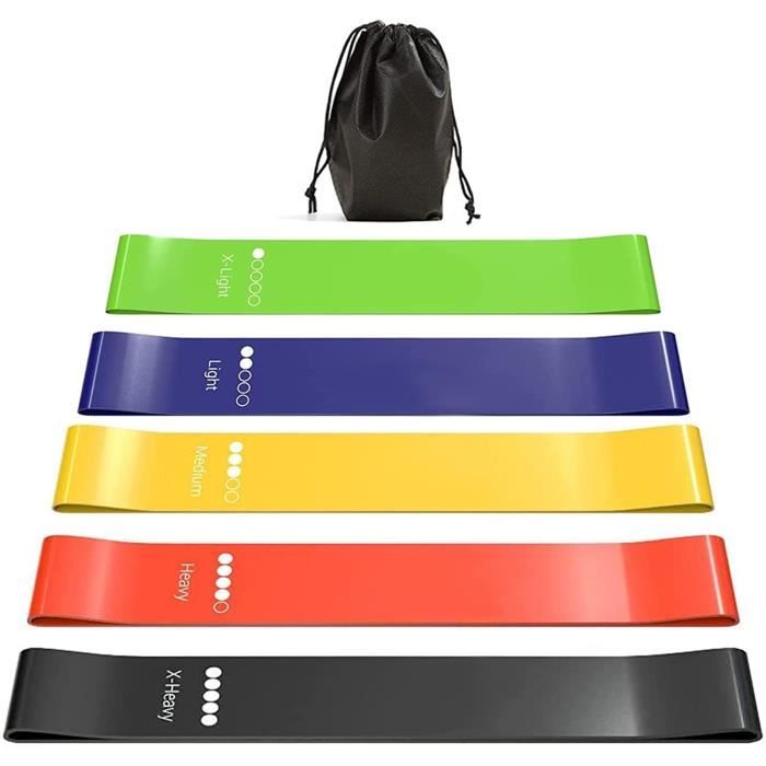 Fentar Kit Bandes Élastiques Musculation 4 Niveaux - Résistance Jusqu'à 38 Kg - Idéal Hommes & Femmes Pour Fitness, Pilates Et Entraînement Complet