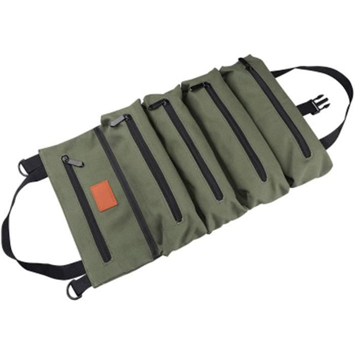 Sac De Rangement Enroulable Pour Outils, Robuste En Toile Cirée De 473,6 G, Sac à Outils Avec Sangles, Pochette à Outils Multifonction (gris
