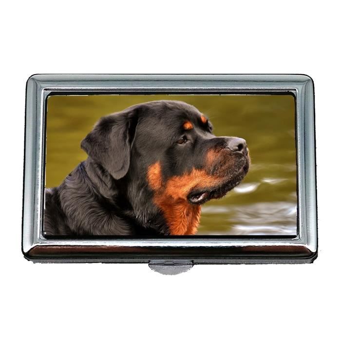 Cigarette Case Box Chien De Race Pure Chien Rottweiler Pet0 Paisible Porte Carte De Visite Porte Carte De Visite