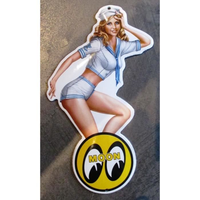 Plaque emaillee pin up en habit de marin Moon Mini Noir Metal Rectangulaire Vintage Cdiscount Maison