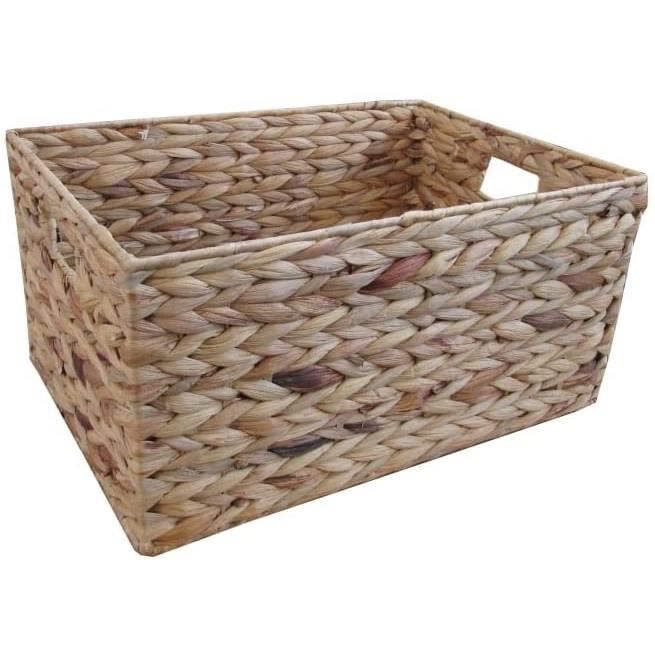 Panier de rangement rectangulaire en jacinthe d