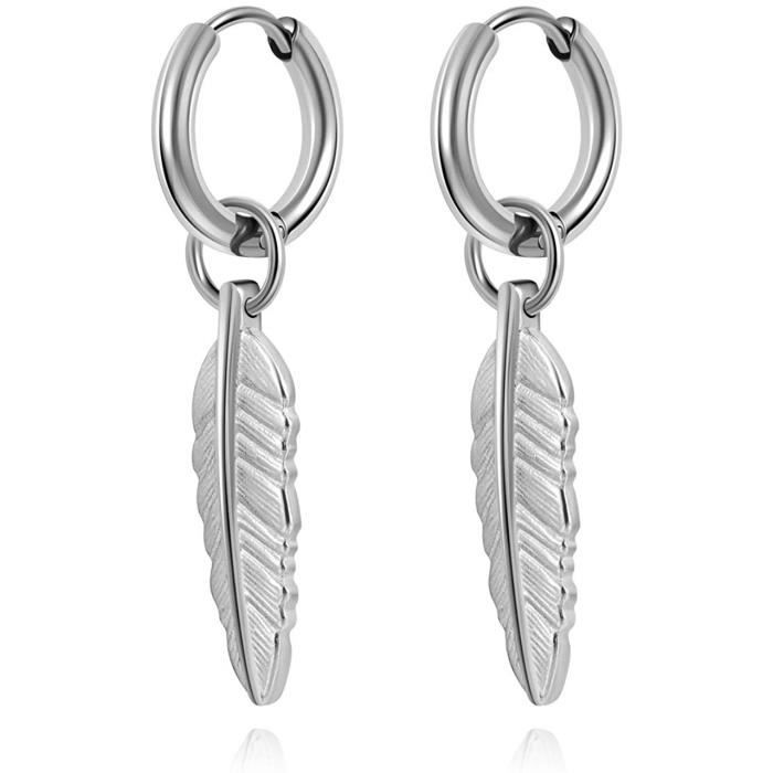Boucles doreilles ovale noire be free fleur rouge et bleu acier inoxydable argent