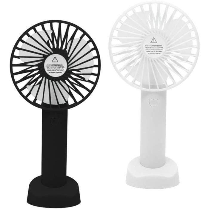 2 Pièces Ventilateur Portable Silencieux Portable Ventilateur 3 Vitesse Réglable USB Poche Poignée pour l'Extérieur Camping Office Room NALCY Mini Ventilateur de Table 
