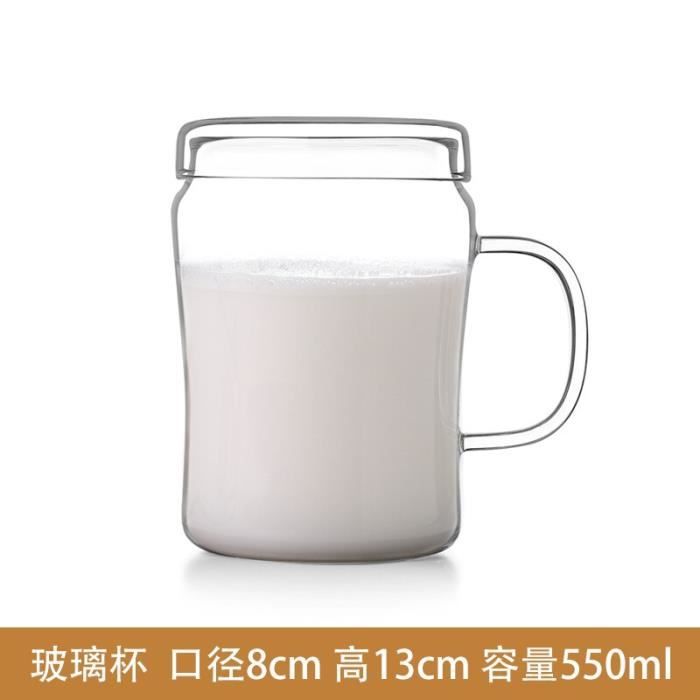 Tasse En Verre Trempé Avec Couvercle - 550 Ml - Passe Au Micro-ondes - Grande Tasse à Café