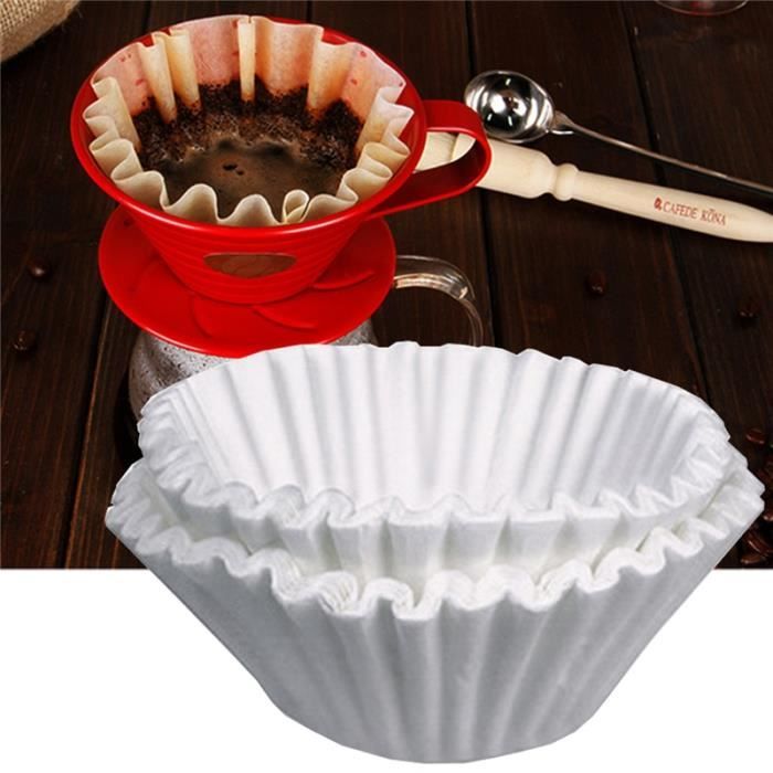 100 Filtres à Café En Papier Blanc Forme Panier 60/110mm - Filtres Jetables Pour Cafetière