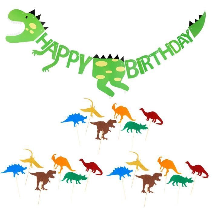 Little Cute Dinosaur Banniere Joyeux Anniversaire Decorations De