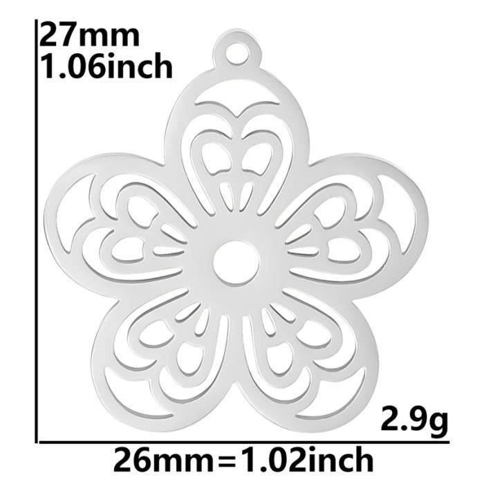 Ciondoli Fiore Della Vita In Acciaio Inox - 8 Pezzi Per Creazione Bijoux - Foto 7