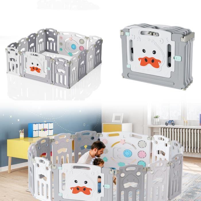 Clôture Modulaire Enfants 15 Panneaux Parc Bébé Baroni Toys 15