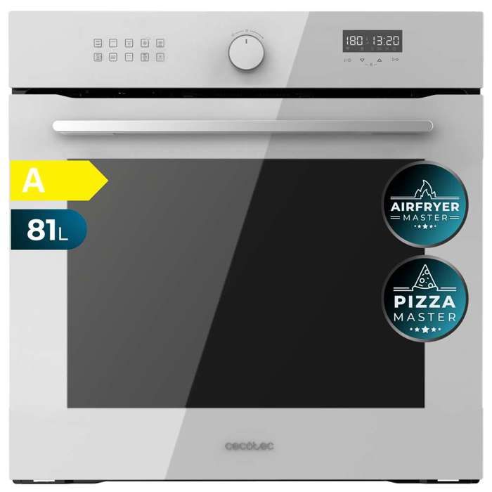 Cecotec Four Encastrable Multifonction 60 cm Bolero Hexa AF316000 Glass White A 3400 W 81 L 11 Fonctions avec Airfryer Master