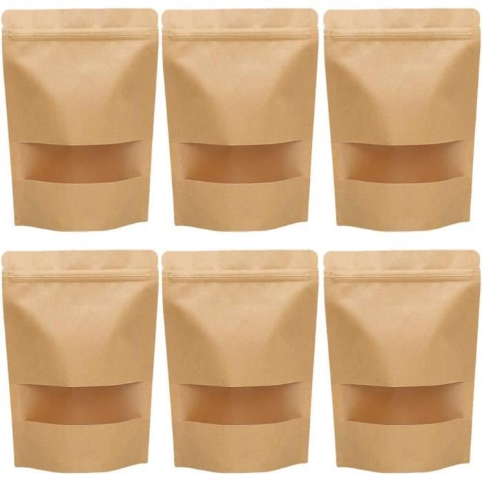 Rimiko 100 Pcs Sachets Alimentaires Debout Avec Fenêtre Transparente