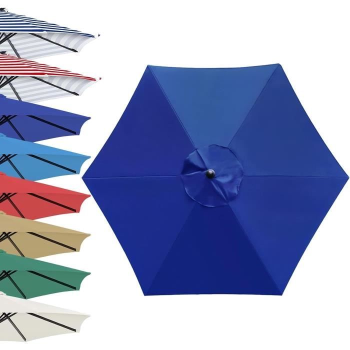 Housse Parasol 2.7m 6 Baleines - Toile Remplacement Blanc