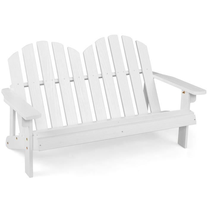 costway chaise/fauteuil de jardin adirondack 2 places pour enfants en bois de sapin avec dossier 110°&accoudoirs charge 100kg, blanc