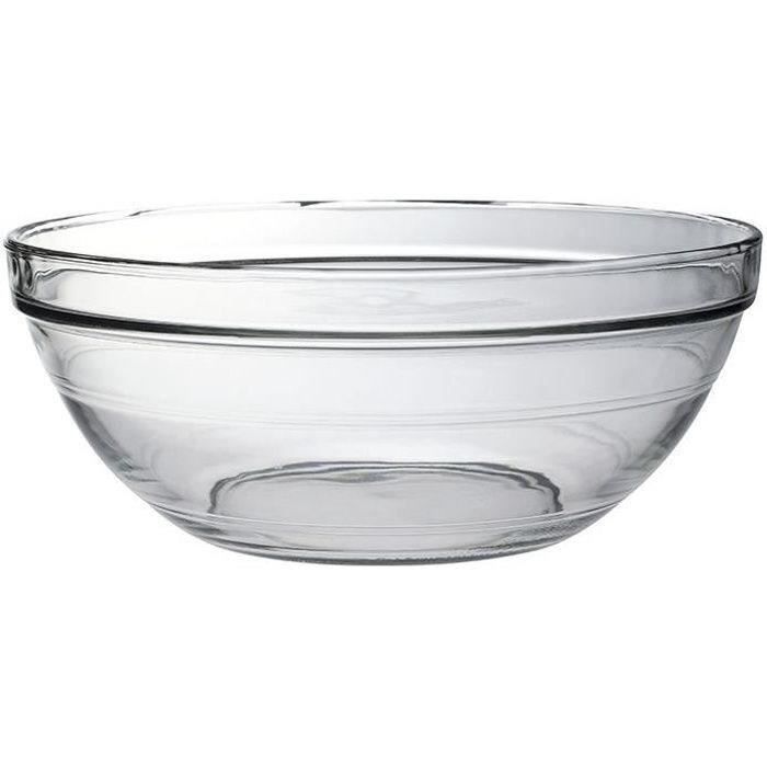 Saladier &agrave; punch empilable 5,8L en verre tremp&eacute; r&eacute;sistant transparent