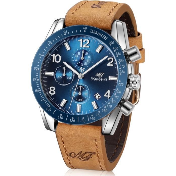 Montre Homme Chronographe Quartz GFF – Neuf Sans étiquette – Style Sportif Ou Classique – Origine Inconnue, Montre Neuve Jamais Portée