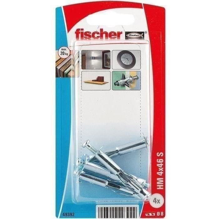 Chevilles corps creux FISCHER HM 4x45 Métal Lot de 4 Fixation polyvalente