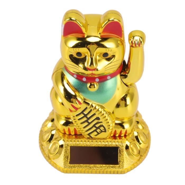 Maneki Neko blanc à énergie solaire avec bras agitant le chat porte-bonheur japonais pour la