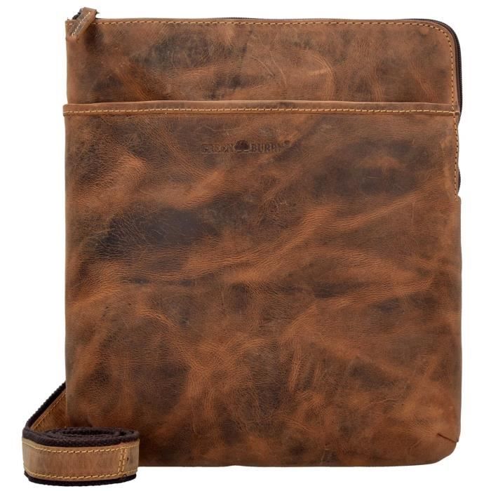 Sac Bandoulière En Cuir Vintage Greenburry - Format A4, 34x25x10 Cm, Plusieurs Compartiments, Style Messager