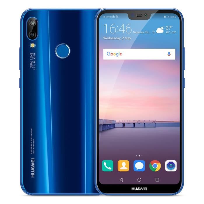 huawei p20 lite 64go bleu reconnaissance faciale empreinte digitale camera 16mp 2mp android 8 0 3000mah cdiscount telephonie