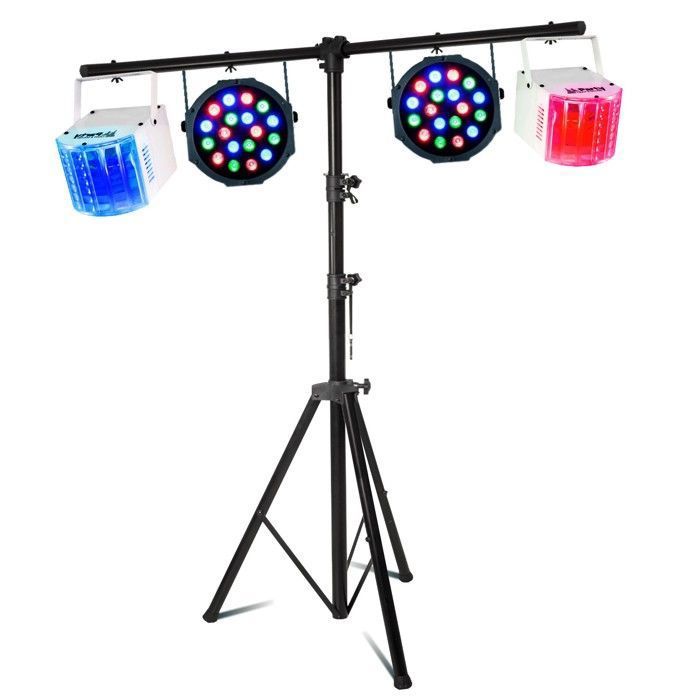 Ensemble de 8 jeux de lumière compacts et puissants + 1 portique acier  robuste - idéal soirée dansante anniversaire club bar disco - Cdiscount TV  Son Photo