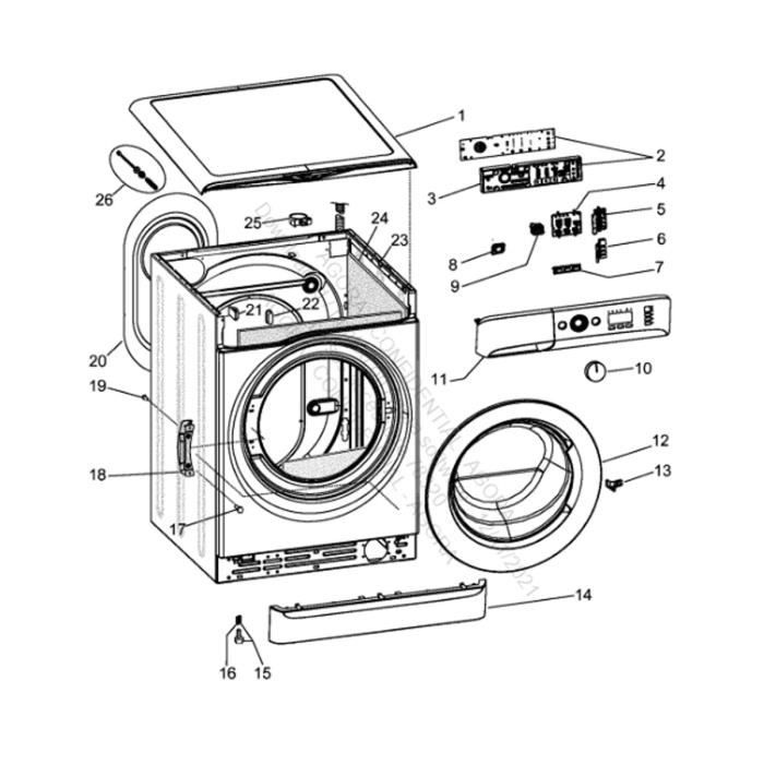 Hublot complet repère 12 - Lave-linge - INDESIT, PRIVILEG - Blanc - Poignée