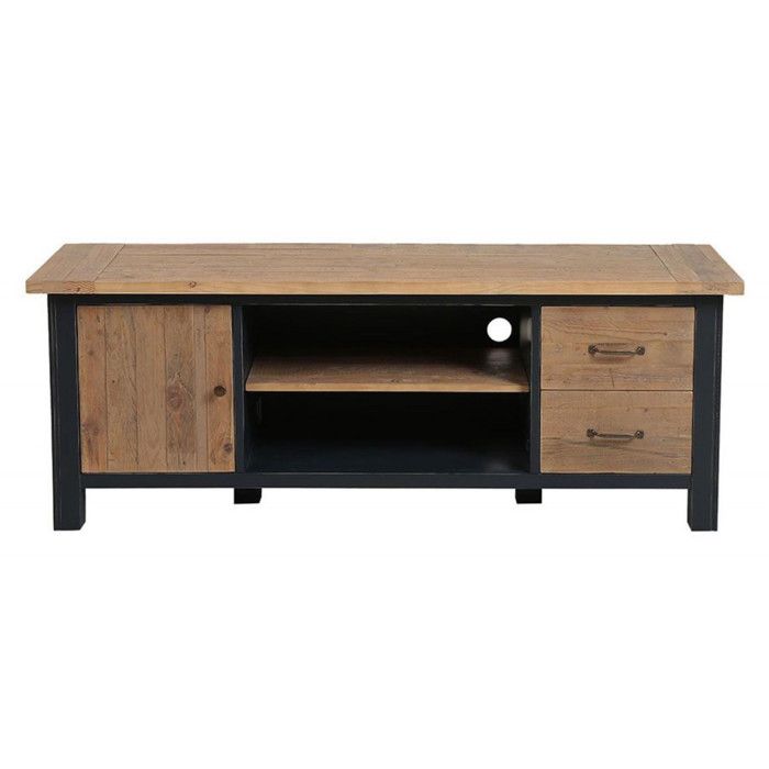 Meuble tv avec rangements - Bois - Noir - Interiors Meuble tv avec rangements - Bois - Noir - Interiors