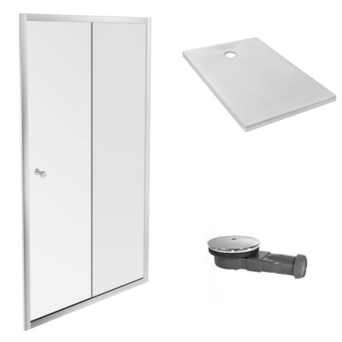 Pack douche JACOB DELAFON Ipso 120x90 + paroi coulissante + bonde Blanc Rectangulaire