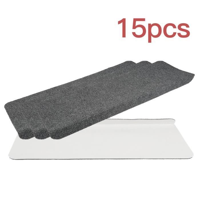 KEDIA. Lot de 15 marchettes descalier antidérapantes pour marches (65*21cm) - Tapis dintérieur antidérapant - Sécurité Gris