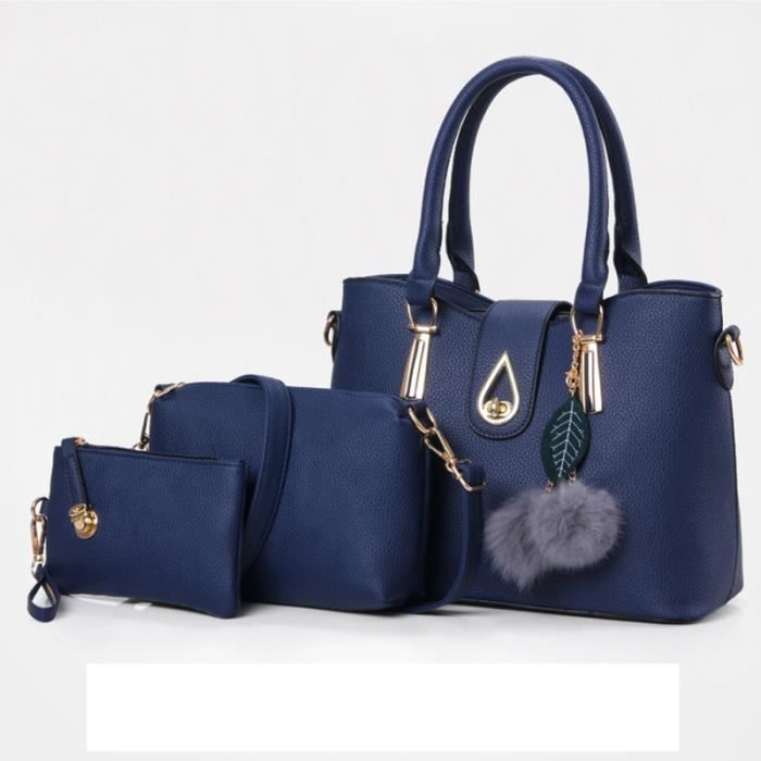 Lot de 3 Sac main femme Sac bandouli re Portefeuille Bleu