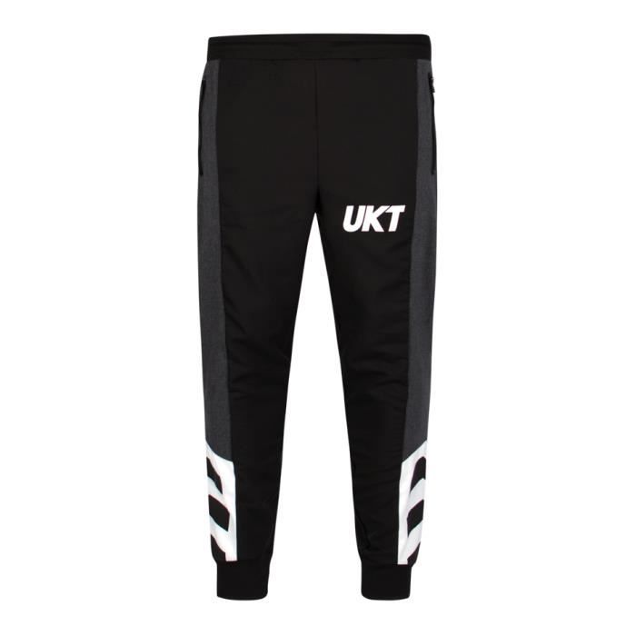 Pantalon homme Unkut Jail noir Empiecements poches zippees et ceinture elastiquee Noir Cdiscount Pret a Porter