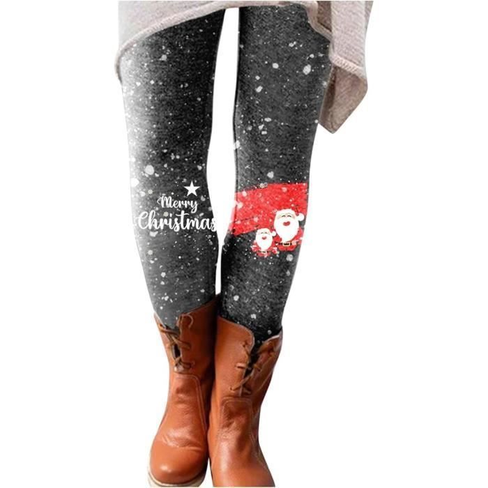 Leggings de Noel pour Femme Marque Inconnue Imprime Pere Noel Taille Haute Controle du Ventre Chaleur Gris Cdiscount Pret a Porter