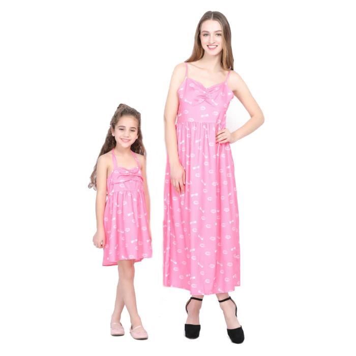 Maman Et Moi La Famille Mere Fille Robe Matching Imprimer Robes Vetements Outfit Rose Cdiscount Pret A Porter