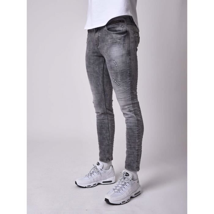 PROJECT X PARIS - Jean skinny fit basic délavage gris effet usé - Homme
