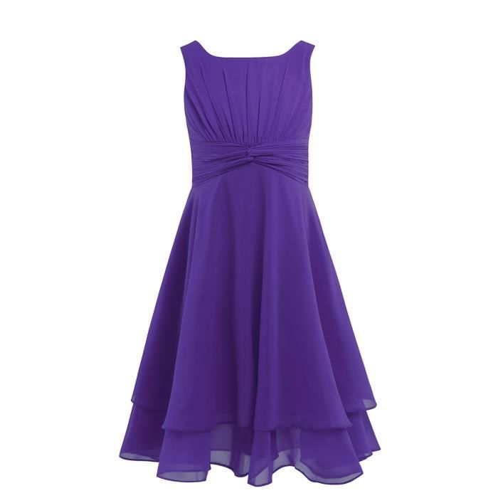 Enfant Fille Robe De Robe Mariage Courte Sans Manches Robe Demoiselle D Honneur 4 14 Ans Violet Achat Vente Robe De Ceremonie Cdiscount