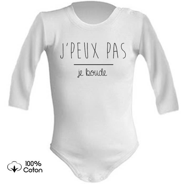 Body Bebe Mixte Manches Longue J Peux Pas Je Boude Blanc Cdiscount Pret A Porter