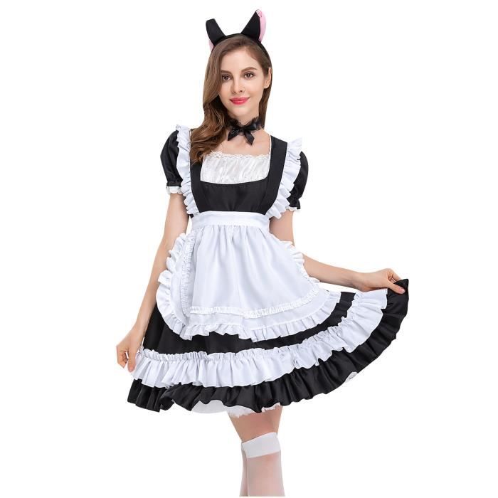 Robe Femmes belle femme de chambre Cosplay Costume Animation spectacle tenue japonaise blanc Blanc Cdiscount Pret a Porter