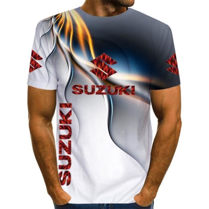 T shirt homme SUZUKI impression 3D moto manches courtes