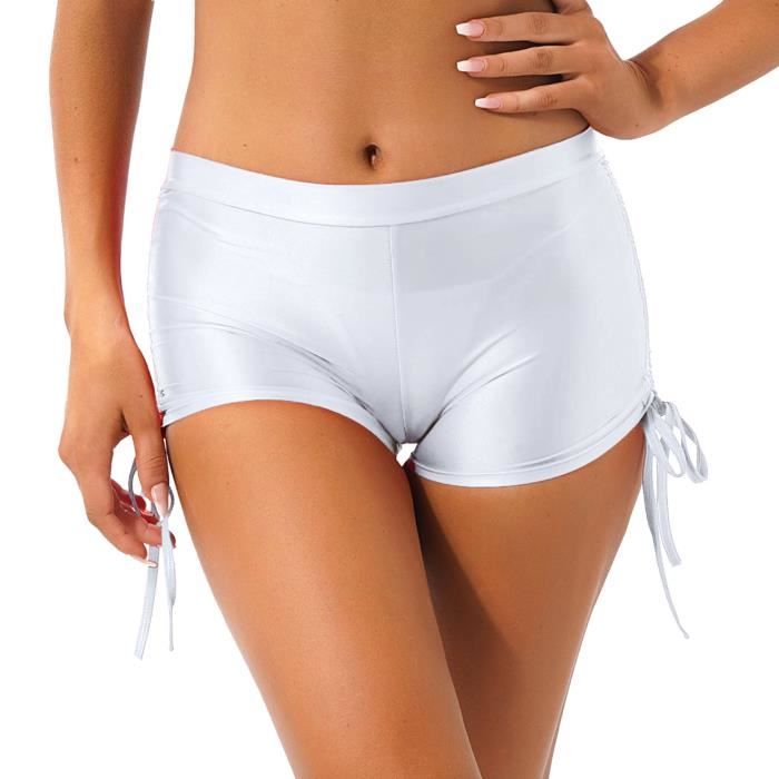 Iixpin Mini Short Sexy Femme Pantalon Court Collant Huile Brillant Clubwear  Blanc Blanc - Cdiscount Prêt-à-Porter