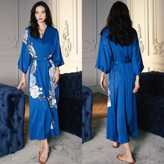 Peignoir de bain pour femmes ANNEFLY Style 21 Polyester Bleu Femme Adulte