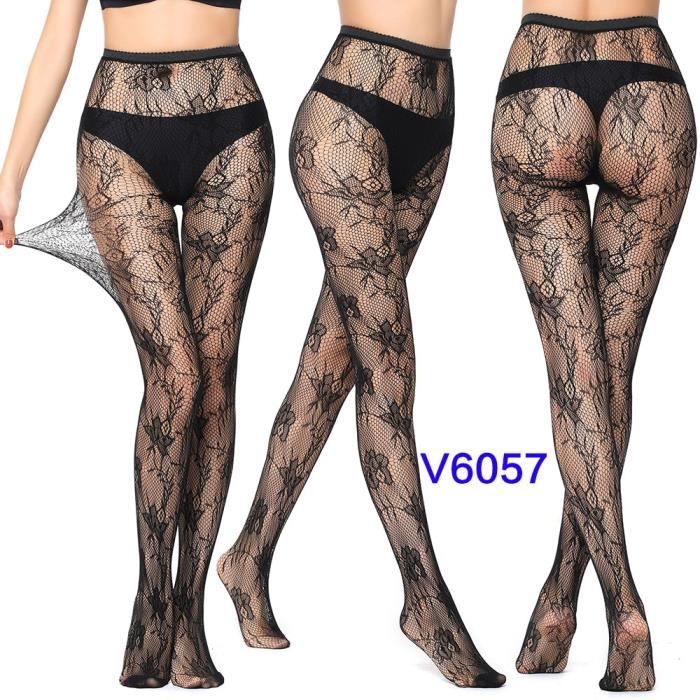 Collants Résille à Motif Pour Femme - Bas Creux Dentelle Transparente - Chinlon - Plusieurs Couleurs