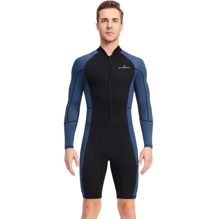 Combinaison Shorty Néoprène Homme - Séchage Rapide, Fermeture Éclair Avant, Résistant UV - Maillot Surf Sports Nautiques