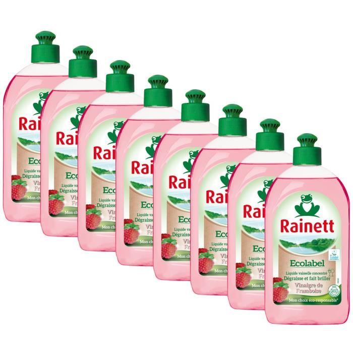 RAINETT - Liquide Vaisselle Ecolabel Concentré Vinaigre Framboise - Lot de  8 x 500 ml - Cdiscount Au quotidien