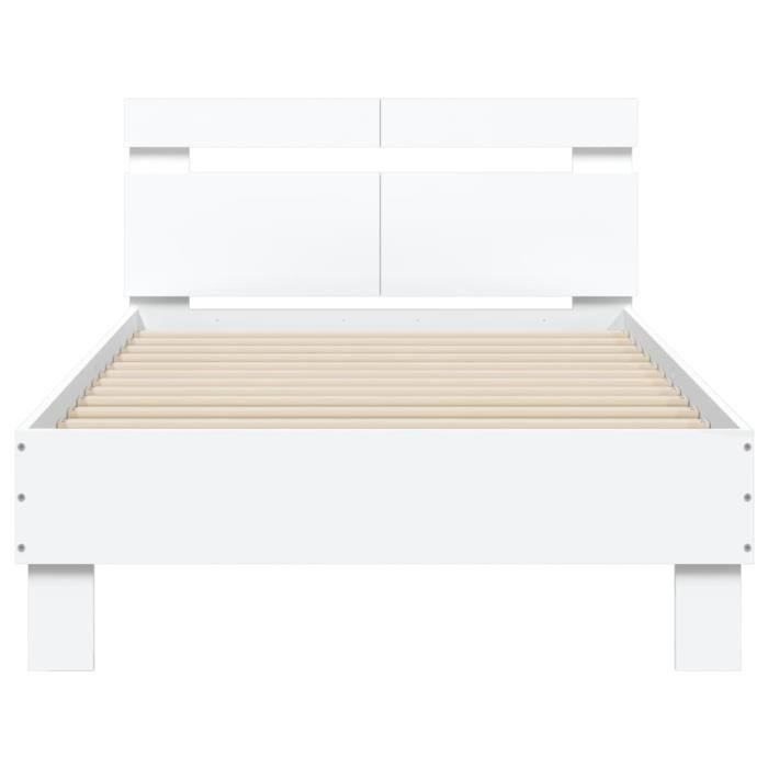 Cadre de lit - SALALIS - LW12025 - 100x200 cm - Bois dingénierie - Blanc