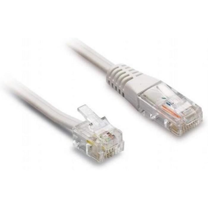 Cable Telefono Rj45 495227 Câble Téléphone Ethernet Rj11-Rj45 Mâle-Mâle 3 M Blanc[J630 ...