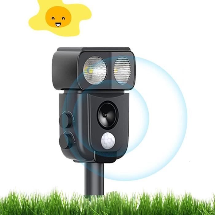 Appareil Anti-rongeur Répulsif Ultrason Chat & Animaux | Solaire & USB | Détecteur Mouvement & Flash | IP66 Étanche Répulsif Ultrason Animaux