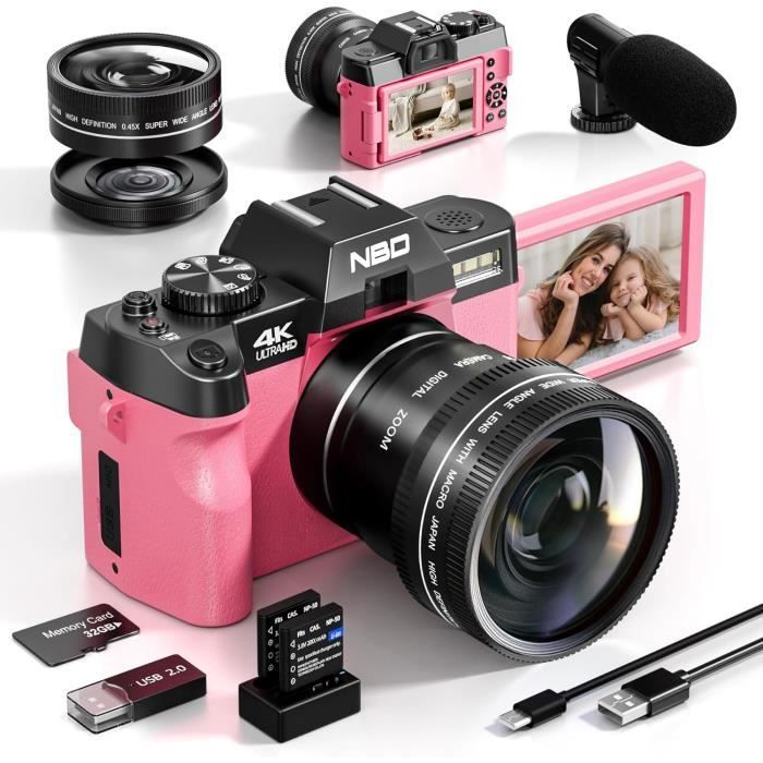 Appareil Photo Numérique 4K 64MP - Zoom 16X écran 3" - WiFi Et Vision Nocturne - Kit Complet Avec Accessoires