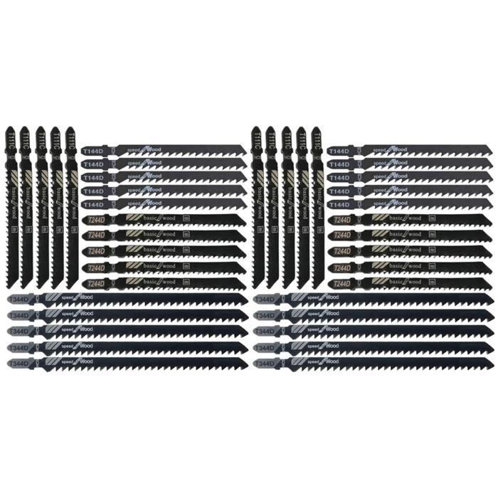 Lot De 40 Lames De Scie Sauteuse Professionnelles Tige T - Acier Carbone Pour Bois, Plastique Et Métal - Compatible Universelle