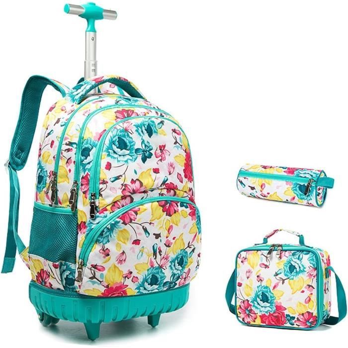 Sac Scolaire Fille Pratique Sac à Dos Roulettes Fille Egchescebo