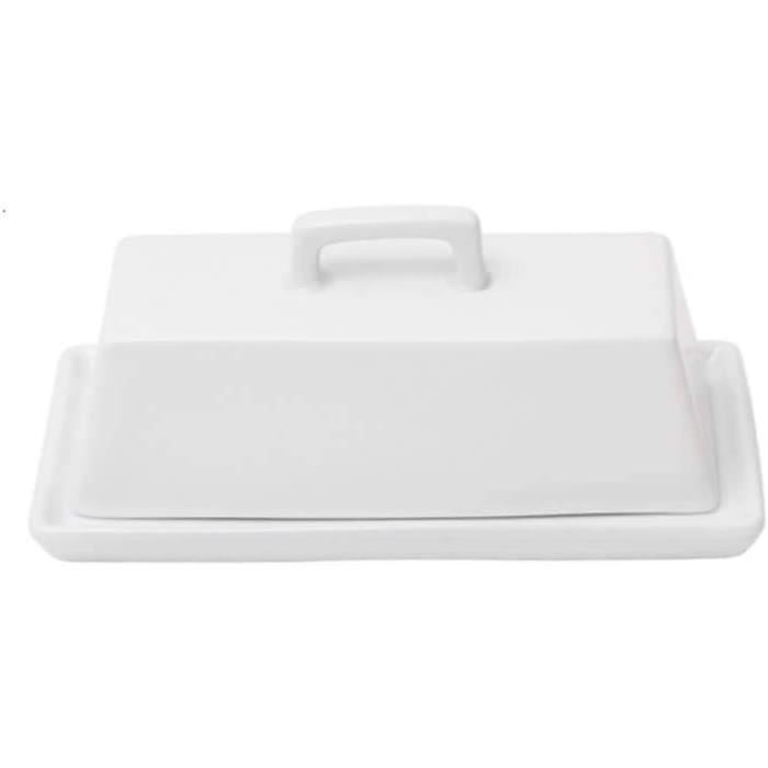Beurrier Porcelaine Blanc Avec Couvercle Hermétique + Couteau Inox – Garde Le Beurre Frais